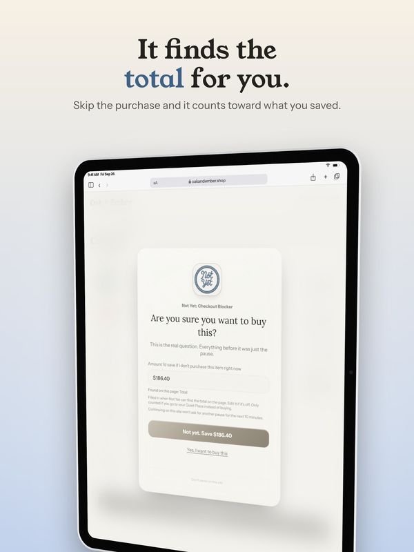 It finds the total for you. The last step before checkout, with the order total already filled in.