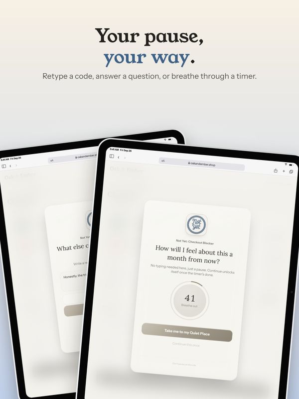 Your pause, your way. A breathing timer and a reflection question, two of the three ways to pause.