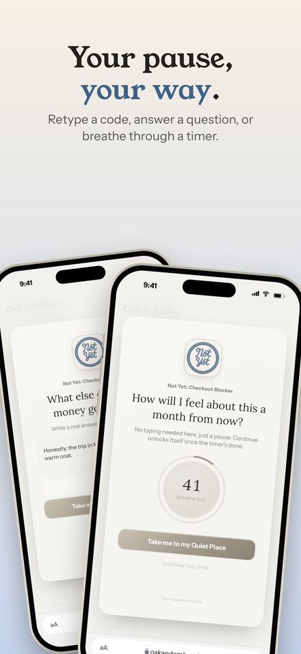 Your pause, your way. A breathing timer and a reflection question, two of the three ways to pause.
