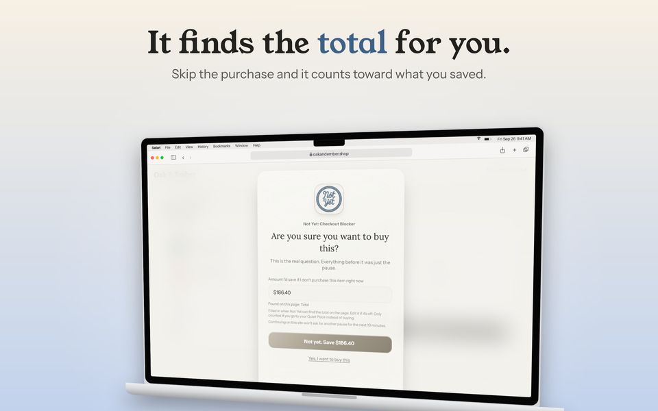 It finds the total for you. The last step before checkout, with the order total already filled in.