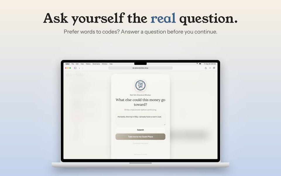Ask yourself the real question. Answering a reflection question before continuing.