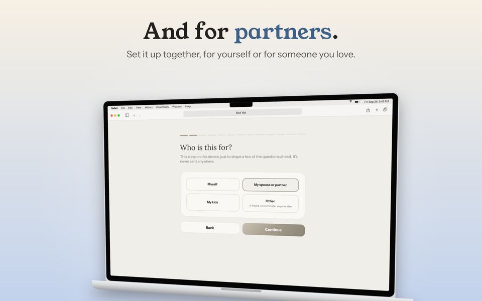 And for partners. The welcome guide asks who Not Yet is for.