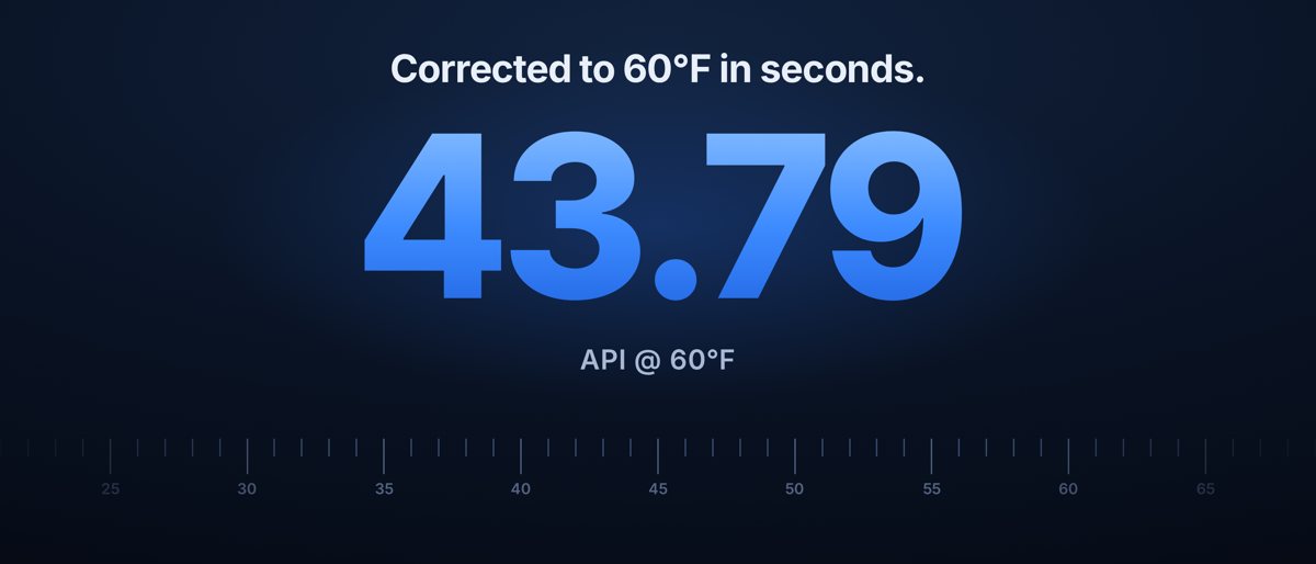 AvGrav's header: a large corrected reading, 43.79, over a hydrometer scale.